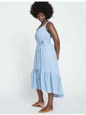 Universal Standard Perfect Chambray Flutter Dress | Size 0
